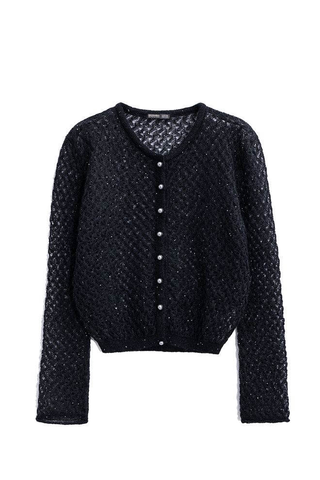Ажурный кардиган с пайетками