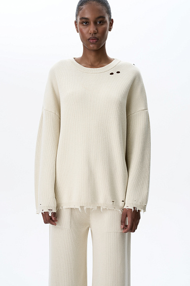 Джемпер из хлопка с необработанными краями