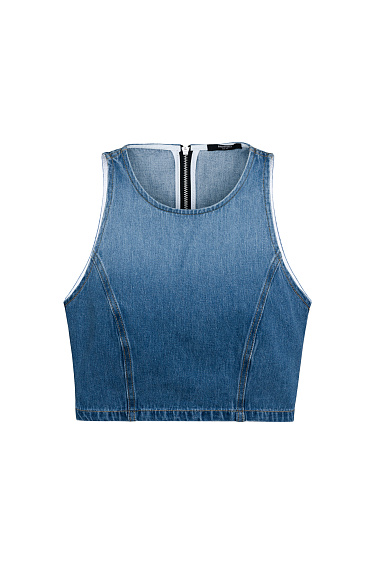 Укороченный джинсовый топ