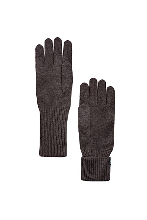 коричневый Трикотажные перчатки из кашемира и шерсти. Модель с длинными манжетами и брендированным ярлыком.