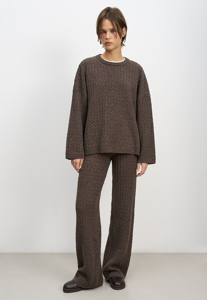 Джемпер с косами из 100% шерсти мериноса экстрафайн