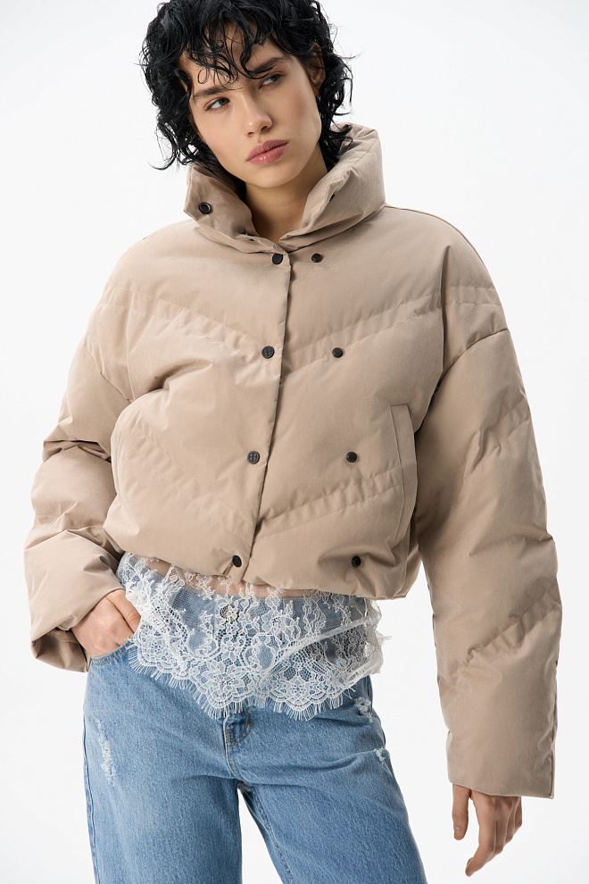 Пуховик с двойной отстрочкой 