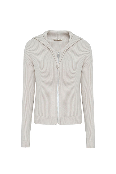 Трикотажный бомбер с капюшоном 