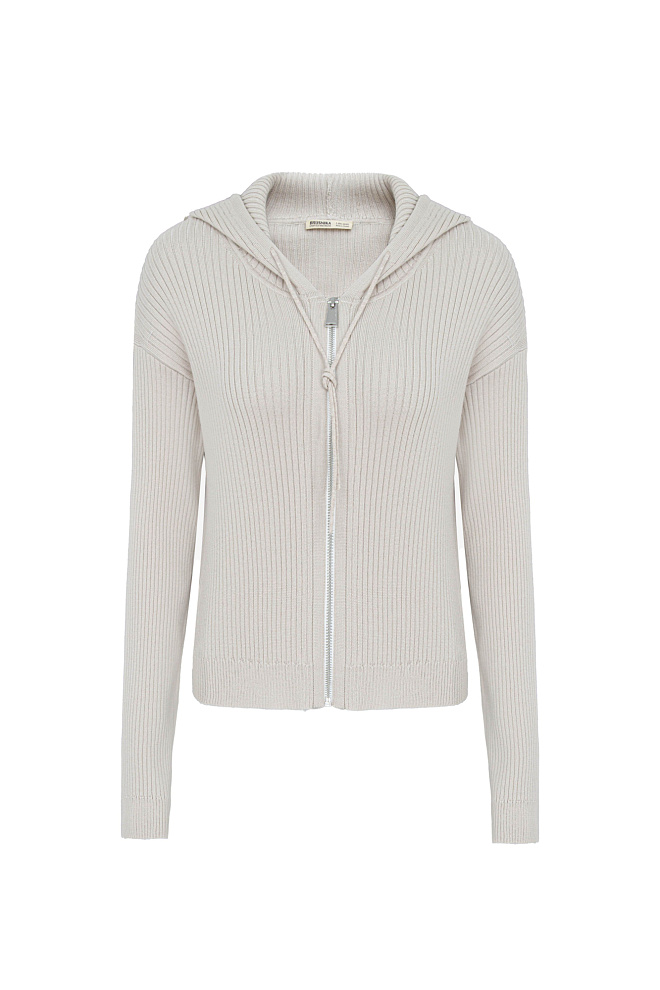 Трикотажный бомбер с капюшоном 