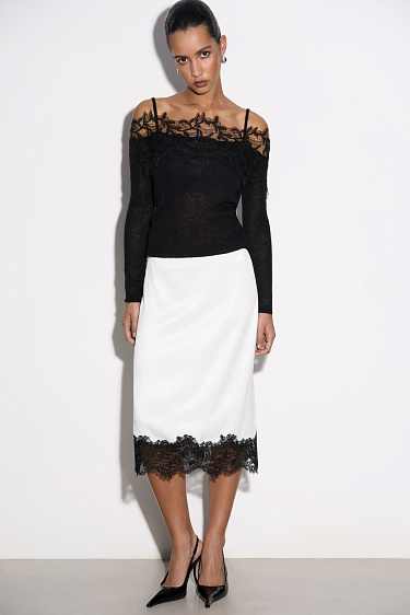 Лонгслив из шерсти мериноса с кружевом