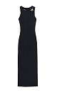 Платье длины макси из вискозы. Модель приталенного силуэта с круглым вырезом горловины, без рукавов, с вырезом на спине. Изделие декорировано акцентным элементом на плече в виде морской звезды.