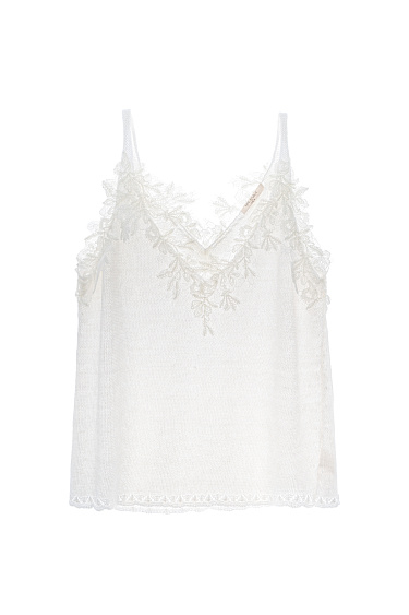 Топ изо льна с кружевом