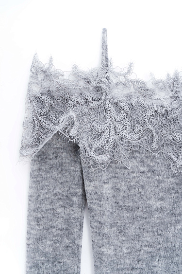 Лонгслив из шерсти мериноса с кружевом