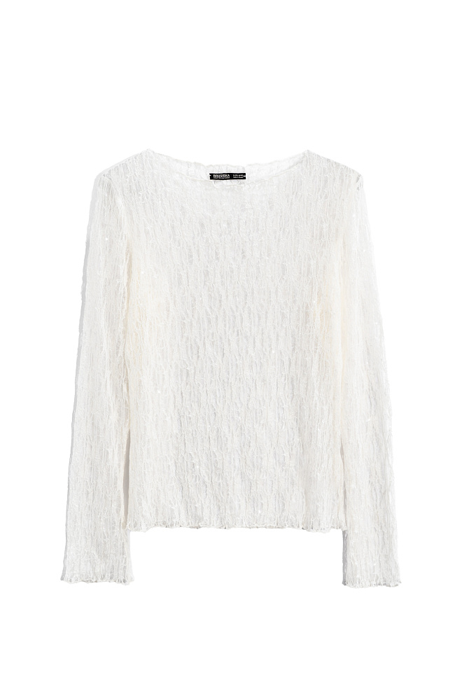 Кружевной лонгслив с пайетками