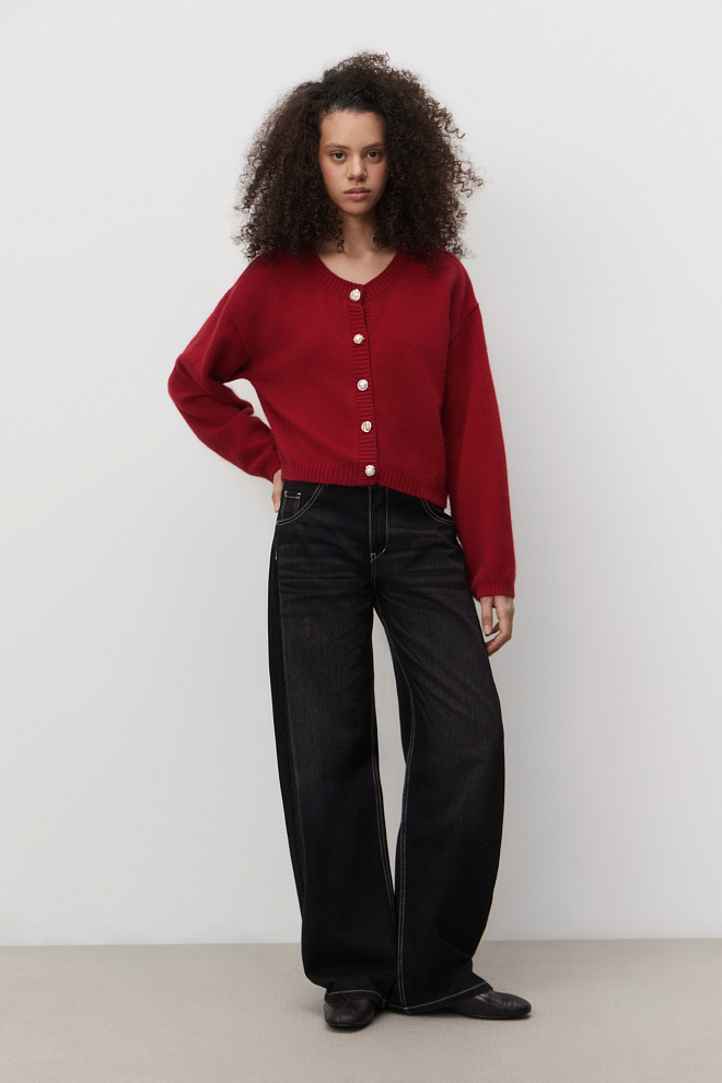 Кардиган из пуха лисы на пуговицах 