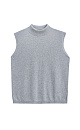 Трикотажный жилет из кашемира и шерсти. Модель без рукавов с воротником-стойкой, выполненным в тонкий рубчик.