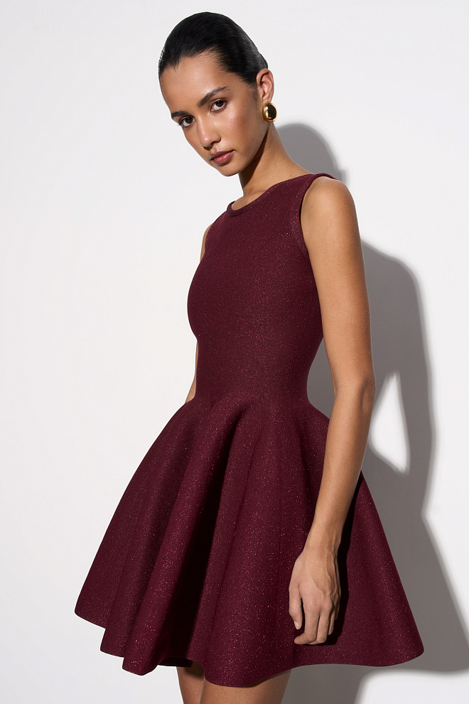 Трикотажное платье мини с люрексом