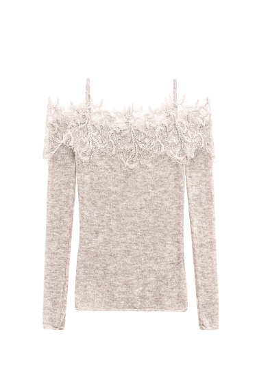 Лонгслив из шерсти мериноса с кружевом