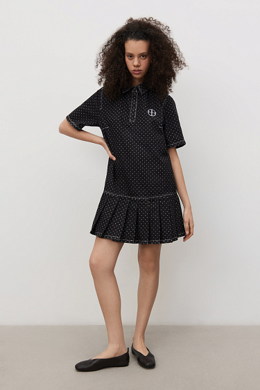 Джинсовое платье в горох