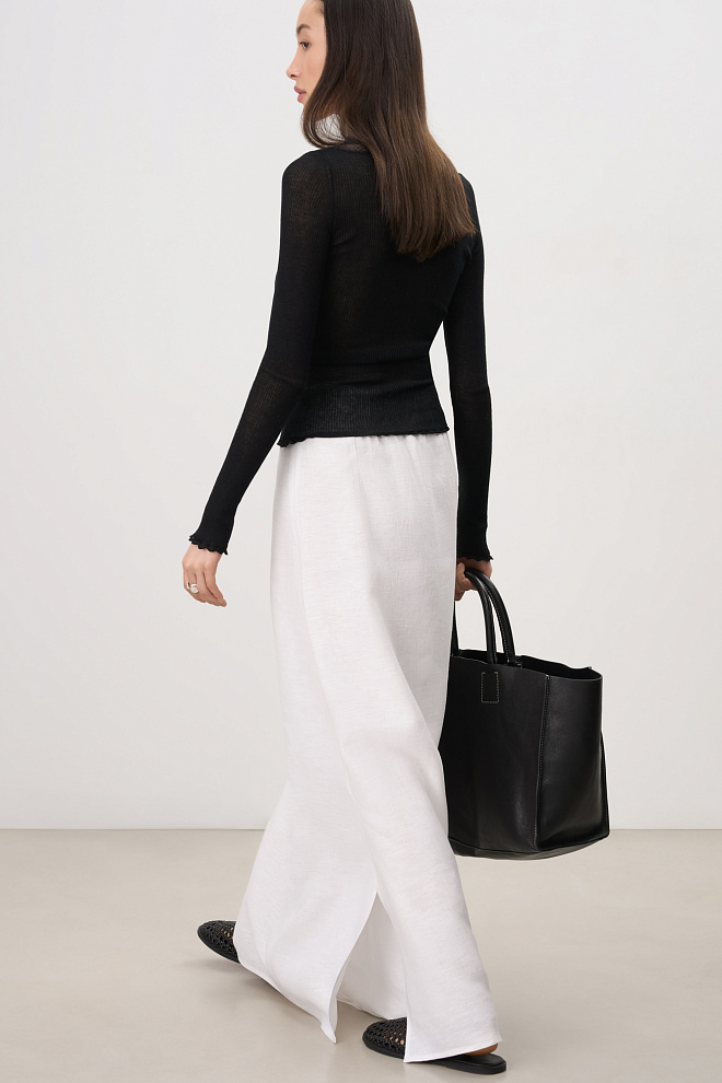 Юбка макси из 100% льна с разрезом сбоку