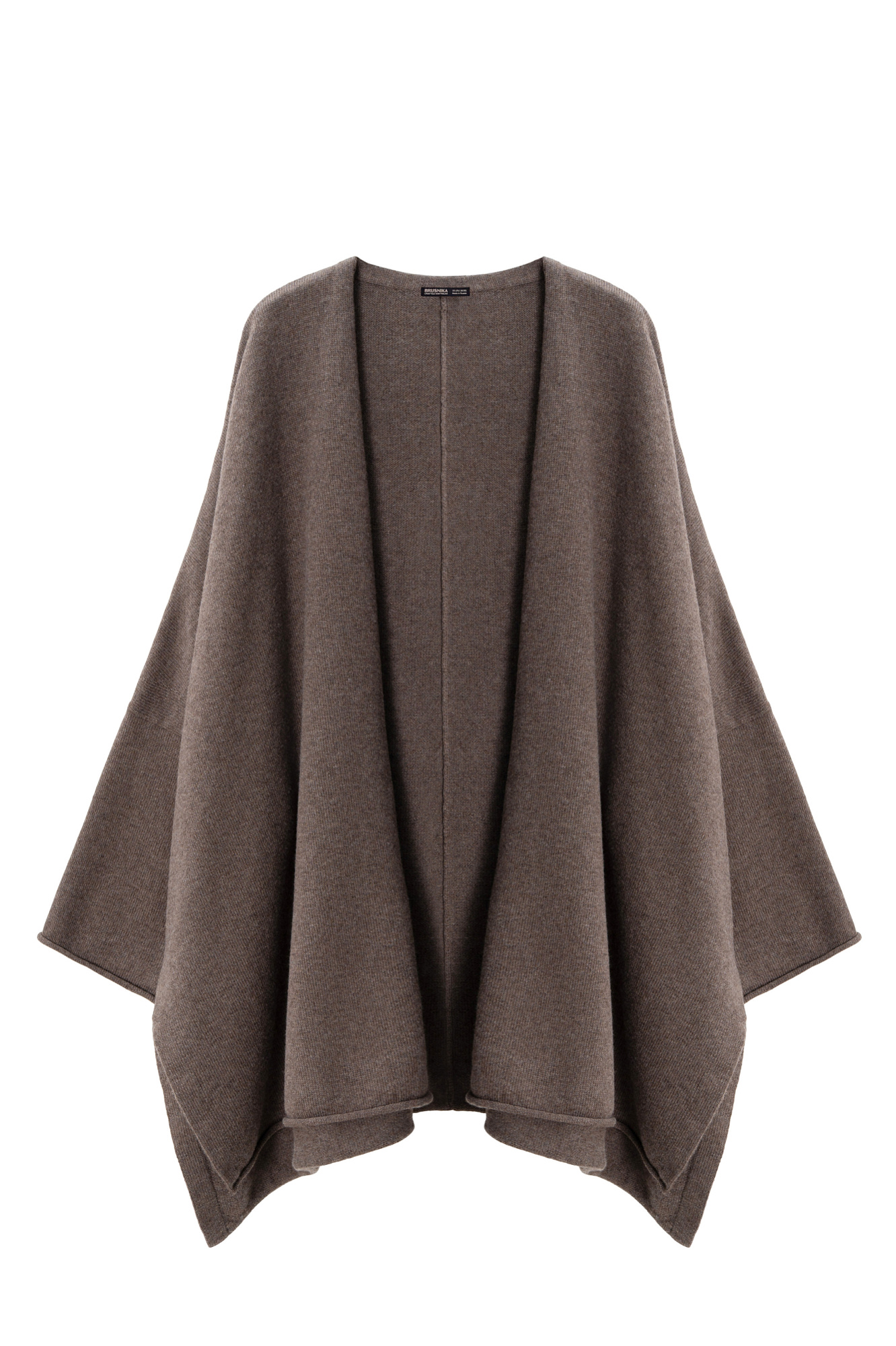 Трикотажный кардиган из шерсти и кашемира. Модель свободного кроя, с длинными широкими рукавами и спущенной линией плеч. Без застежки.