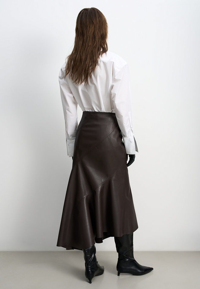 Асимметричная юбка из экокожи