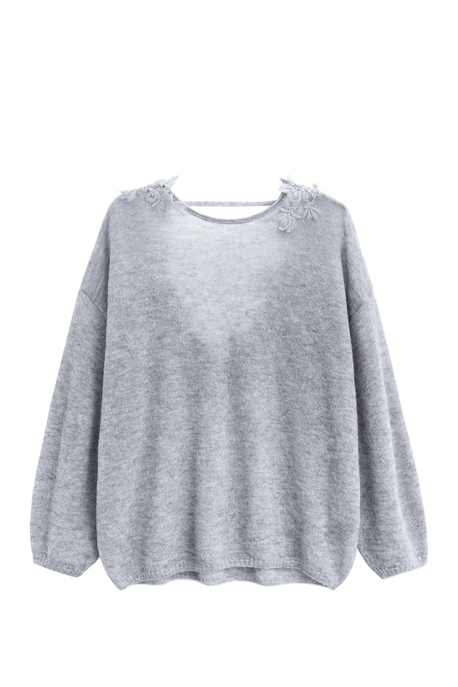 Джемпер из шерсти мериноса с кружевом