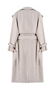 Двубортный тренч с подплечниками. Модель прямого свободного кроя с широкими лацканами и кокеткой. Изделие декорировано патами на плечах и манжетах рукавов. Шлевки на талии для пояса. Изделие выполнено на подкладке.