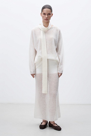 Ажурная юбка макси из шерсти мериноса