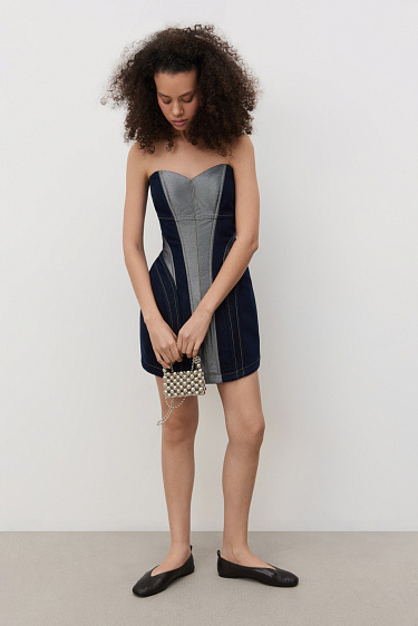 Корсетное джинсовое платье