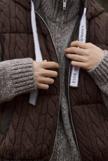 Меланжевый бомбер из шерсти мериноса экстрафайн