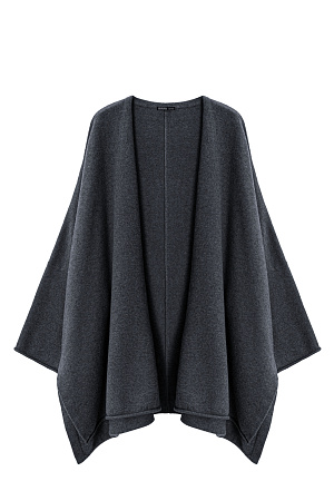 графит графит Трикотажный кардиган из шерсти и кашемира. Модель свободного кроя, с длинными широкими рукавами и спущенной линией плеч. Без застежки.