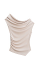 Асимметричный топ из модала. Модель приталенного силуэта с акцентом на одно плечо. Изделие декорировано драпировкой и мягкими складками.