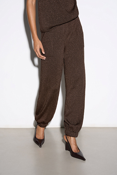 Трикотажные брюки-джоггеры с люрексом