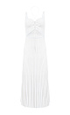Трикотажный сарафан с юбкой плиссе длины миди из хлопка. Модель на тонких бретелях и шнуровкой на лифе.&nbsp;&nbsp;