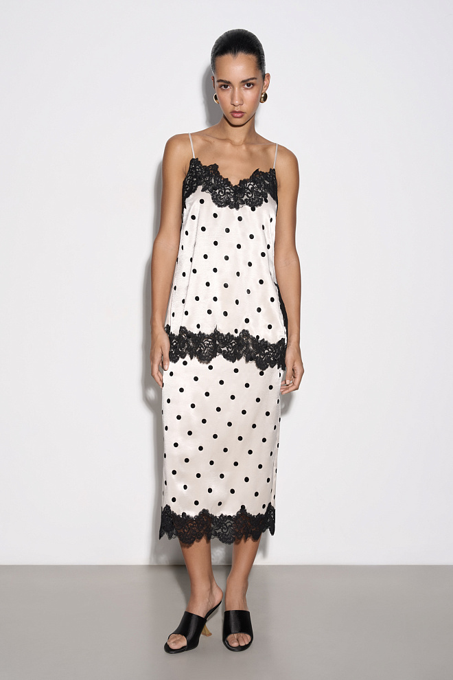 Атласная юбка в горох 