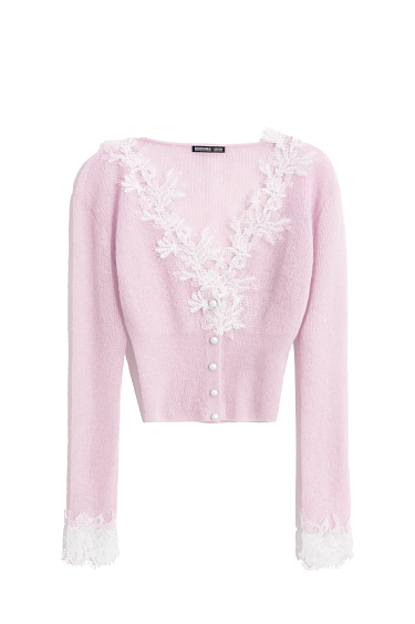 Кардиган из шерсти мериноса с кружевом
