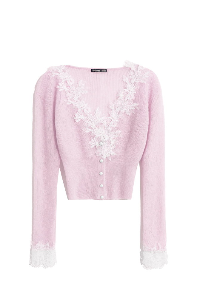 Кардиган из шерсти мериноса с кружевом