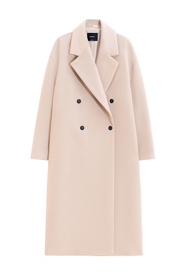 Двубортное шерстяное пальто