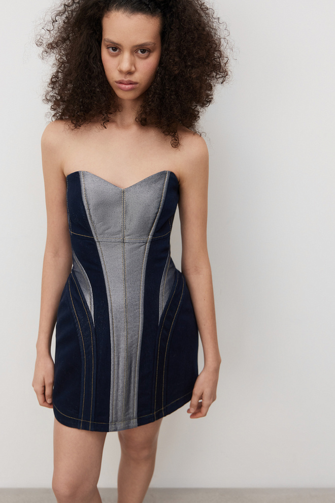 Корсетное джинсовое платье