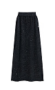 Трикотажная юбка длины макси из хлопка с добавлением вискозы. Модель А-силуэта, с широким эластичным поясом на резинке. Изделие декорировано маленькими пайетками.