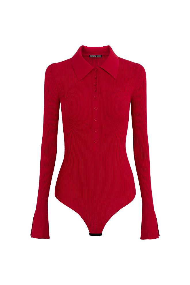 Трикотажное боди с длинным рукавом