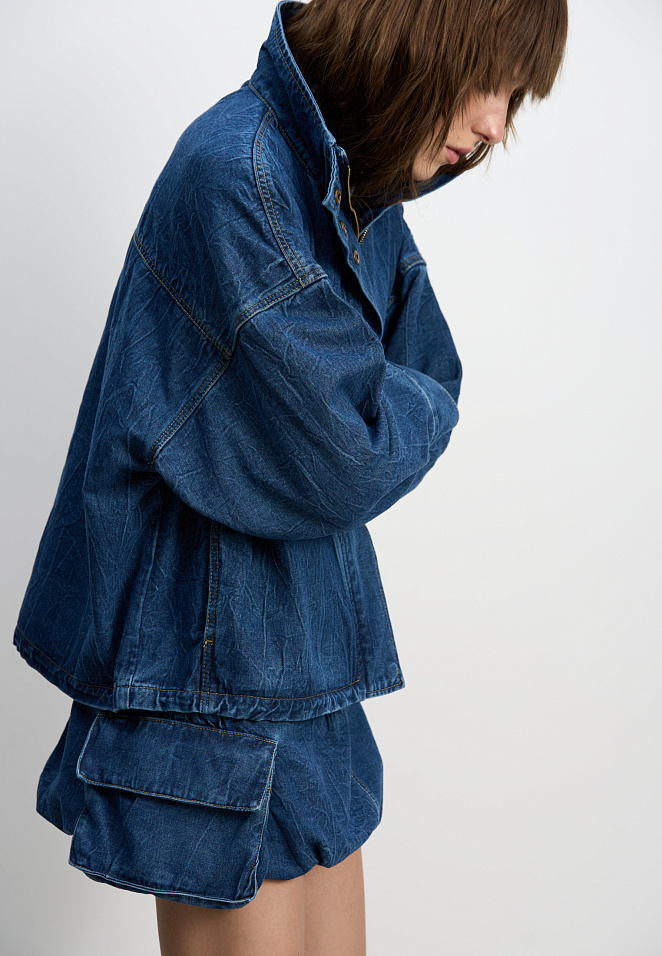 Джинсовая мини-юбка баллон