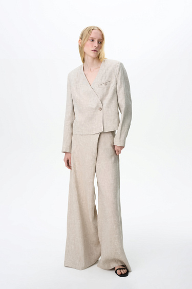 Брюки на запах из 100% льна