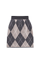 Трикотажная юбка мини из шерсти и кашемира с узором аргайл. Модель по фигуре с широким эластичным поясом в рубчик.