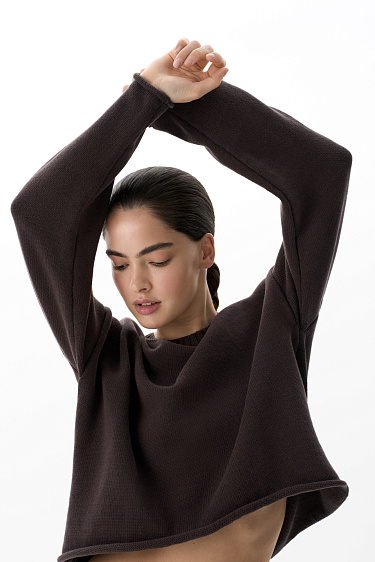 Джемпер из хлопка с валиками по низу