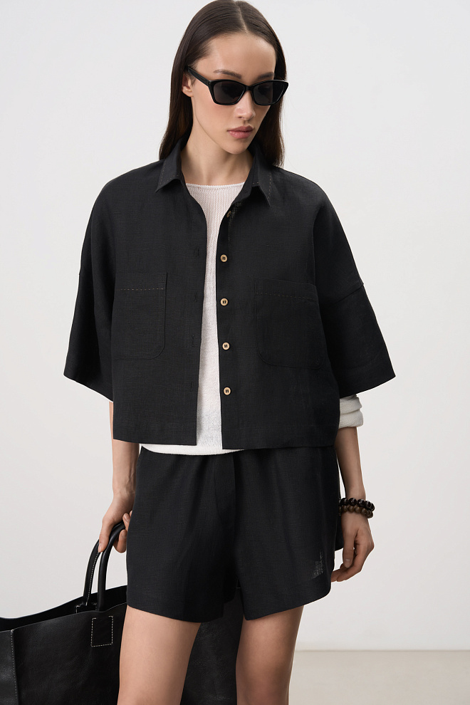 Костюм из 100% льна из рубашки и шорт