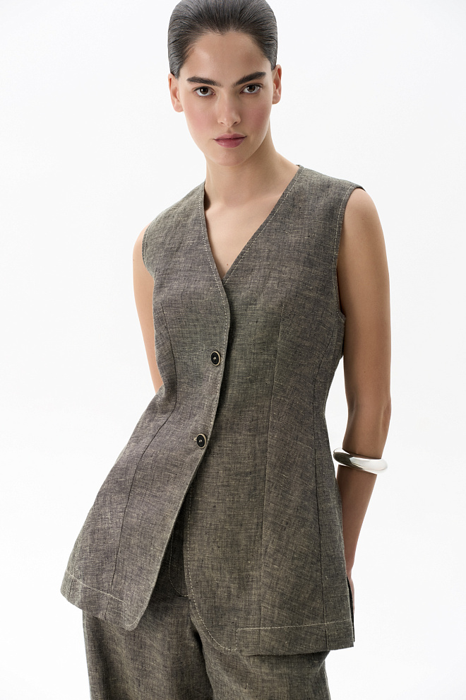 Удлиненный жилет из 100% льна