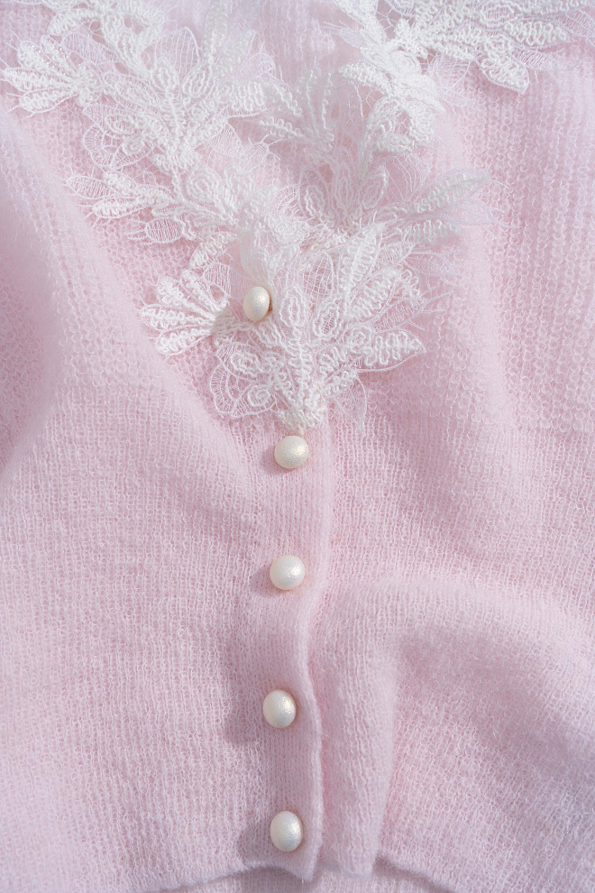 Кардиган из шерсти мериноса с кружевом