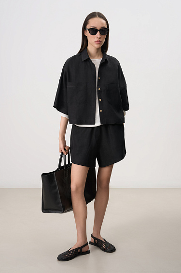 Костюм из 100% льна из рубашки и шорт