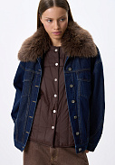 Джинсовая куртка с меховым воротником и жилеткой, M