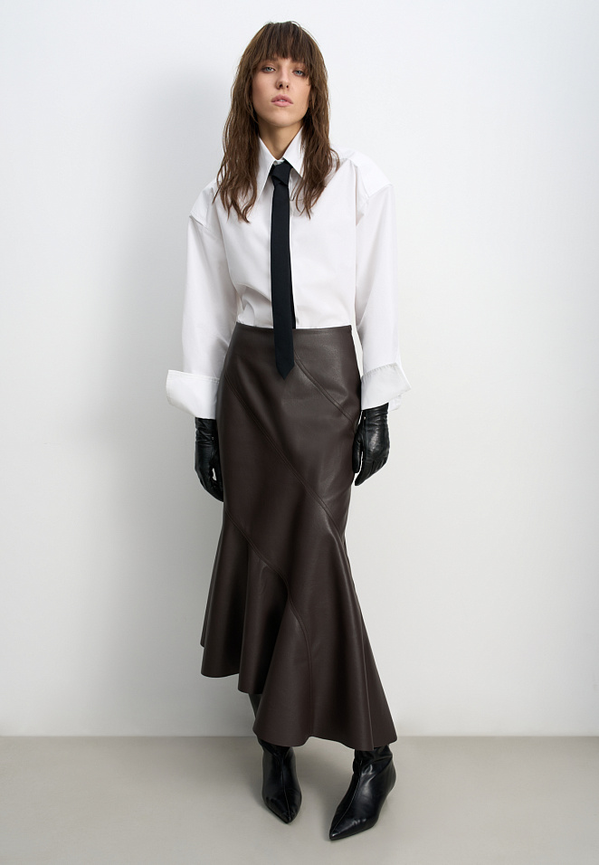 Асимметричная юбка из экокожи