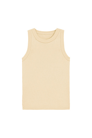 желтый Трикотажный топ из 100% хлопка без рукавов. Модель приталенного силуэта с круглым вырезом горловины. Края изделия выполнены в рубчик.