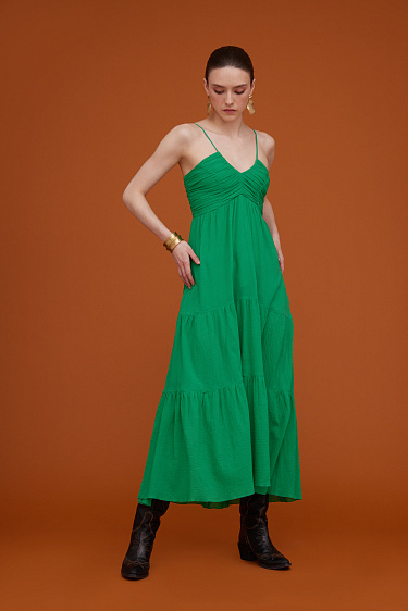 Хлопковый сарафан с V-образным вырезом