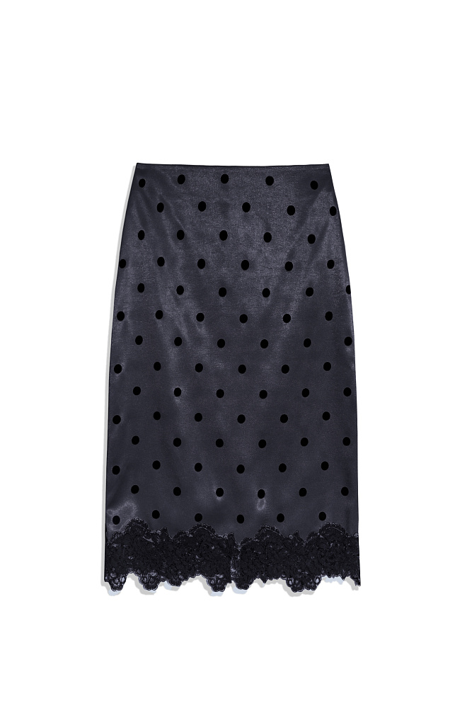 Атласная юбка в горох 